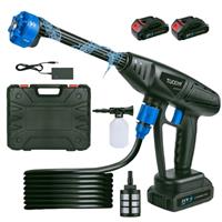 Cordless High Pressure Washer,21V Portable Power Washer with Two Batteries,6-in-1 Adjustable Nozzle and 5m Hose,Pressure Cleaner for Car/Floor/Garden Cleaning & Watering