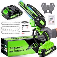 Mini Chainsaw Cordless 6 Inch, Electric Chain Saw with 2 Battery and 850W Motor, Small Battery Chainsaw with 2 Chains and Safety Lock, Light Weight Handheld Chain Saw for Wood Cutting Tree Trimming