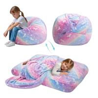 MeMoreCool Kids Bean Bag Chair Turn into Beanbag Bed, Toddler Bean Chair for Girl Boy Reading, Lazy Children Sofa Couch with Filling, 75 x 75 x 47cm