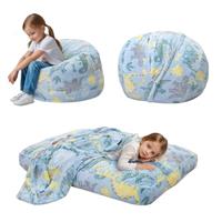 MeMoreCool Kids Bean Bag Chair Turn into Beanbag Bed, Toddler Bean Chair for Girl Boy Reading, Lazy Children Sofa Couch with Filling, 75 x 75 x 47cm