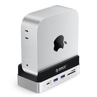 ORICO MiniDock and Stand Compatibility with Mac Mini M4, 10-in-1 Aluminum Hub with M.2 SSD Enclosure, 10Gbps USB-C & USB-A, 4K HDMI, Gigabit Ethernet, SD/TF Card Readers-VP10