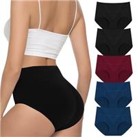 VZGZIL Underwear Women,Tummy Control Knickers Cotton Womens Pants, Soft Breathable High Waisted Knickers for Women, Stretch Ladies Pants Full Coverage Briefs Multipack of 5