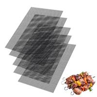 BBQ Grill Mesh Mat Set 5 PCS Non Stick Grilling Mesh Reusable Heat Resistant BBQ Teflon Grill Mats for Grilling Meat,Veggies, Cooking, Baking40x33cm