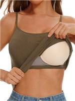 Vislivin Camisole Vest Top for Women Built in Bra Ribbed Tank Tops Spaghetti Strap Stretch Top S-XXXL