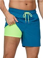 Arcweg Men's Swim Trunks Mens Swimming Shorts with Compression Liner Quick Dry Stretchy 2 in 1 Board Shorts with Zipper Pockets