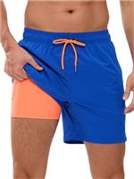 Arcweg Men's Swim Trunks Mens Swimming Shorts with Compression Liner Quick Dry Stretchy 2 in 1 Board Shorts with Zipper Pockets