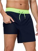 Arcweg Men's Swim Trunks Mens Swimming Shorts with Compression Liner Quick Dry Stretchy 2 in 1 Board Shorts with Zipper Pockets