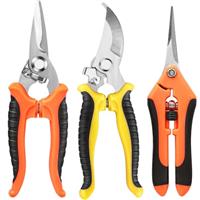 MUETKNYE 3 Pack Garden Pruning Shears, Stainless Steel Blades, Gardening Shears, Scissors, Clippers, Modern Style, Orange