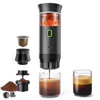Kidovin 3-in-1 Portable Espresso Coffee Machine, Portable Coffee Maker, Compatible with Big Capsule, Small Capsule and Coffee Powder, Self-Heating, Travel Coffee Maker for Camping, Office, Home, RV