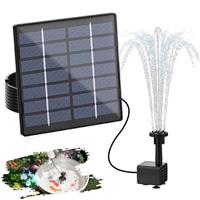AISITIN DIY Solar Fountain Pump, Solar Panel Pond Powered Water Feature Pump with 6 Nozzles, DIY Fountain for Garden, Bird Bath, Aquarium