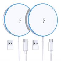 Magnetic Wireless Charger Fast Apple Mag-Safe Charger for iPhone 16 Pro Max/16 Pro/16 Plus/16/15 Pro Max/15/14/13/12 Series AirPods3/2 LED Magnet Charging Pad Mag Safe Charger with Dual Charging Ports