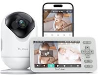 Dr.Care VistaView Lite Smart WiFi Baby Monitor - 4 720P Split Screen & 1080P Camera App Control, Motion Alerts, HD Night Vision, 3000mAh Battery, 2-Way Talk, Multi-User, Triple Security, 1000ft Range