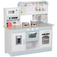 AIYAPLAY Toy Kitchen, Pretend Role Play Kitchen with Hob, Sound, Light, Coffee Machine, Ice Maker, Microwave, Oven, Storage Space, for Boys and Girls, Ages 3_ Years