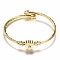 KENYG Elegant Gold Love Heart 26 Initial Letter Alphabet A-Z Cuff Bracelet Open Bangle Adjustable Jewellery Gift For Mum Daughter Sisters Friends Lover Birthday Christmas