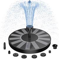 AISITIN Solar Fountain 2.5W Solar Water Fountain with Solar Panel Solar Pond Pump with 6 Fountain Nozzles Solar Floating Fountain Pump for the Garden, Bird Bath, Fish Tank