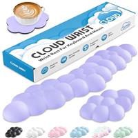 Sushret Cloud Wrist Rest Keyboard and Mouse Set, PU Leather Memory Foam Wrist Support Keyboard, Cute Cloud Arm Rest Pad & Palm Cushion, PC/Gaming Desk Accessory for Office, Computer Setup