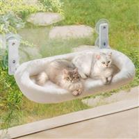 MEWOOFUN Large Cat Window Hammock Bed w/Removable Thicken Cover - Foldable Cat Window Bed Perch Sturdy for Cats Sunbathing Viewing, with 4 Strong Suction Cups Holds up to 18kg