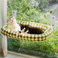MEWOOFUN Large Cat Window Hammock Bed w/Removable Thicken Cover - Foldable Cat Window Bed Perch Sturdy for Cats Sunbathing Viewing, with 4 Strong Suction Cups Holds up to 18kg