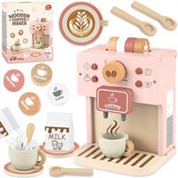 Airlab Wooden Coffee Machine Toy, Wooden Kitchen Toys for Toddlers, Play Food Sets for Children, Toy Coffee Maker Playset for Kids, Toy Kitchen Accessories Pretend Role Play Toy for Girls Boys