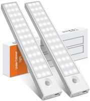 PALATALA Under Cabinet Kitchen Lights, 2Pack Cupboard Light 6000K Motion Sensor Lights Indoor with 4 Modes, Magnetic Stick-On Rechargeable Under Counter Lights