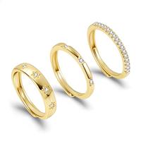 ALEXCRAFT 3/4 Pcs Silver Gold Filled Stacking Rings for Women Teen Statement Finger Ring Classic Cubic Zirconia Star Thin Gold Ring Set