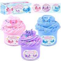 3 Pack Axolotl Butter Slime, Butter Slime Kit with Pink, Blue, Purple Axolotl Charms, Soft and Stretchy, Slime Party Favor for Girls & Boys, Classroom Rewards, Birthday Gifts for Kids