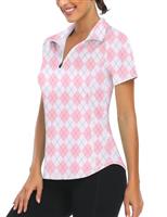 Syphiby Gym Top Women Short Sleeve Polo Shirts 1/4 Zip Up Moisture Wicking Golf Tops Sports Workout Running Tshirt S-XXL