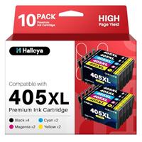 Halloya 405XL Ink Cartridges Multipack Replacement for Epson 405 Ink Cartridge Compatible for Epson Workforce WF-3820 WF-4820 WF-7830 WF-4830 WF-7840 WF-3825 WF-4825 (10-Pack)