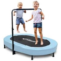 Nattork Indoor Trampoline for Kids with Adjustable Handle Exercise Trampoline Foldable for Adults Max Load 250 LBS Rebounder Trampoline for Two