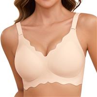Lonya Bras for Women Push Up Seamless Support Wireless Full Coverage Wave Edge Non Wired Comfort Soft T-Shirt Bra