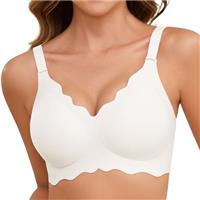 Lonya Bras for Women Push Up Seamless Support Wireless Full Coverage Wave Edge Non Wired Comfort Soft T-Shirt Bra