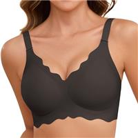 Lonya Bras for Women Push Up Seamless Support Wireless Full Coverage Wave Edge Non Wired Comfort Soft T-Shirt Bra