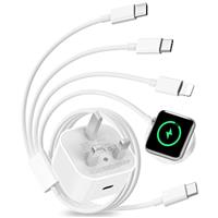 BLITEZZ 4 in 2 iWatch Charger for Apple Watch and iPhone Cable Wire with 4ft i Phone Lead/iWatch Charger/USB C Cable/Micro USB for Apple Watch Series 9/8/7/6/5/4/3/SE/Ultra,iPhone 16/15/14/13/12/11/X