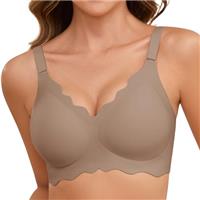 Lonya Bras for Women Push Up Seamless Support Wireless Full Coverage Wave Edge Non Wired Comfort Soft T-Shirt Bra