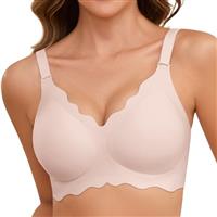 Lonya Bras for Women Push Up Seamless Support Wireless Full Coverage Wave Edge Non Wired Comfort Soft T-Shirt Bra
