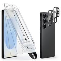 Mowei 2+2 Pack for Galaxy S25 Screen Protector with Easy Installation Frame, [Support Fingerprint] 2X Tempered Glass & 2X Camera Lens Protector, Case Friendly for Samsung S25 (2025)