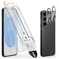 Mowei 2+2 Pack for Galaxy S25 Screen Protector with Easy Installation Frame, [Support Fingerprint] 2X Tempered Glass & 2X Camera Lens Protector, Case Friendly for Samsung S25 (2025)