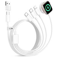 BLITEZZ 4 in 2 iWatch Charger for Apple Watch and iPhone Cable Wire with 4ft i Phone Lead/iWatch Charger/USB C Cable/Micro USB for Apple Watch Series 9/8/7/6/5/4/3/SE/Ultra,iPhone 16/15/14/13/12/11/X