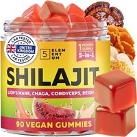Shilajit Gummies with Reishi, Chaga, Lions Mane, Cordyceps - 100% Natural | 90 Chewable Gummies Chaga | Boost Energy, Testosterone & Immunity | Fulvic Acid 50% | Vegan