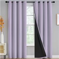Yakamok 100% Blackout Curtains for Bedroom, Total Light Blocking Drapes with black backing, Thermal Insulated Solid Grommet Panels for Living Room, Set of 2 Panels