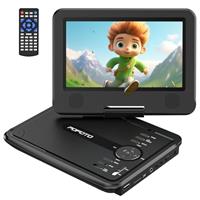 9.5" Portable DVD Player for Kids and Car Travel with 7.5" Rotatable HD Screen, 4-6 Hours Rechargeable Battery, Region Free, Support Multi-Format, Sync TV and Projector, Dual Speakers