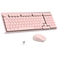 LeadsaiL FA98 Low-Profile Wireless Mechanical Keyboard and Mouse Set, 2.4G Wireless and Comfort Semi-quiet Typing, 98-Key Compact Slim 96% Keyboard for Windows/MacOS PC Laptop -Pink