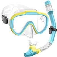 Lealinga Snorkel Set Kids 6-14 Anti-Fog Panoramic View Kids Snorkel Set Dry Top Snorkel Mask for Kids with Travel Bag Diving Set for Snorkeling Scuba Diving Swimming Travel