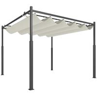 Outsunny 3 x 3(m) Metal Pergola with Retractable Roof and Magnetic Fixture, Outdoor Gazebo Garden Pergola Kit Sun Shade Canopy, UPF30+, 80mm Metal Column