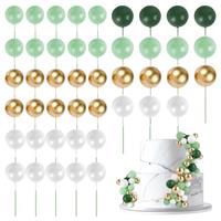 URAQT Ball Cake Topper Decorations, Pearl Ball Shaped Cake Insert, Mini Balloons Cupcake Toppers Sticks, Colorful Balloons Cake Decorations for Birthday Party Wedding