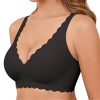 Vancavoo Seamless Wireless Push Up Bra for Women Non Wired Women's Bras Adjustable Soft V Neck Brassiere with Bra Extender