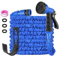 Hose Pipe, Expandable Garden Hose with 8 Modes Spray Gun, 3 Times Flexible Expanding Water Hose with 3/4", 1/2" Connectors Lightweight & Anti-Leakage Pipe for Gardening