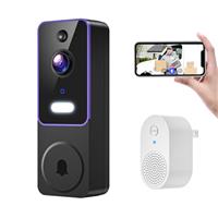 Blazique Smart Video Doorbell Camera, Wireless Indoor/Outdoor Surveillance Cam, AI Human Detection, Live View, Included Doorbell Receiver, 2-Way Audio, Night Vision, Cloud Storage, 2.4G WiFi