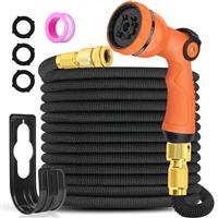 Expandable Garden Hose Pipe - Flexible Expanding Water Hose with 10 Pattern Spray Gun, 3/4" and 1/2" Metal Fittings, Durable Latex Retractable Hose Pipe, for Outdoor, Gardening