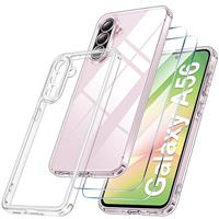 Qasyfanc Matt Cover Case Compatible with Samsung Galaxy S25 5G with 2 Pack Tempered Glass Screen Protector, Non-Yellowing Shockproof Phone Bumper Cover Hard PC Anti-Scratch Case Pink